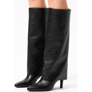 Sacha - Leren Hoge Laarzen - Zwart - Met Flap