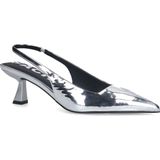 Sacha - Zilveren Metallic Slingback Pumps - Grijs - Leer