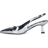 Sacha - Zilveren Metallic Slingback Pumps - Grijs - Leer