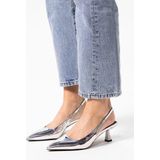 Sacha - Zilveren Metallic Slingback Pumps - Grijs - Leer