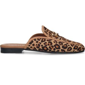 Sacha - Leopard Slip On Loafers - Goudkleurige Chain - Leer