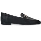 Sacha - Zwarte Leren Loafers - Goudkleurige Chain - Leer