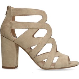 Sacha - Dames - Beige Suède Opengewerkte Sandalen met Hak