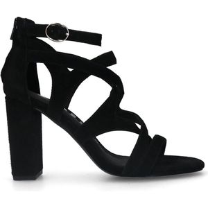Sacha - Zwarte Sandalen - Suède - Blokhak