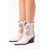 Sacha - Dames - Off white leren cowboy laarsjes met zilveren details
