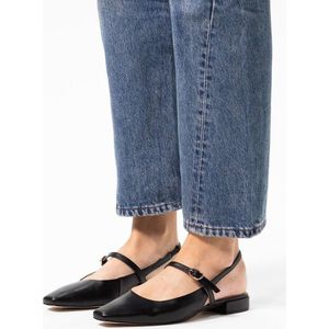 Sacha - Zwarte Slingback Pumps - Dames - Leer - Gouden Gesp