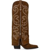 Sacha - Cowboylaarzen - Bruin - Suède - Ritssluiting - Witte Stiksels