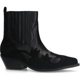 Sacha, Schoenen, Dames, Zwart, 37 EU, Suède, Zwarte leren cowboylaarsjes met suède details