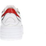 Sacha - Dames - Witte leren sneakers met beige details