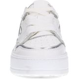 Sacha - Dames - Witte leren sneakers met beige details