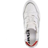 Sacha - Dames - Witte leren sneakers met beige details