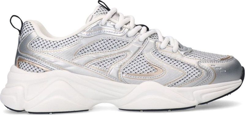 Sacha - Dames - Sneakers - Zilveren Metallic - Blauwe Details