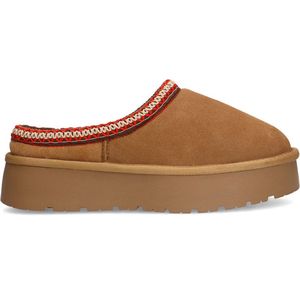 Sacha - Muiltjes - Beige - Suède - Plateauzool 4 cm