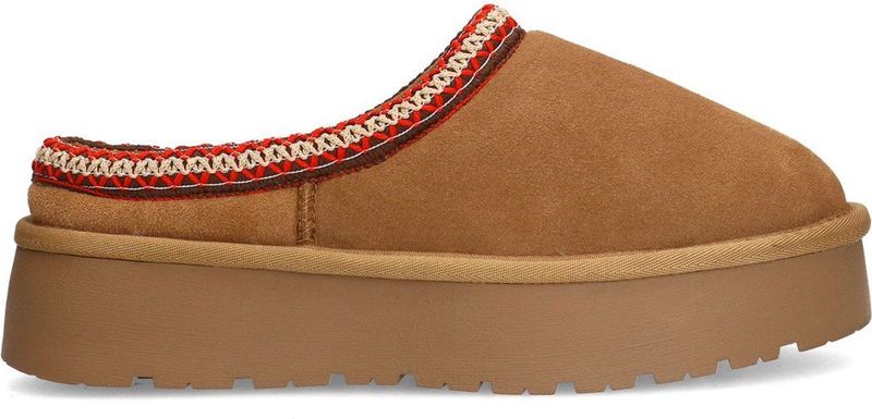 Sacha - Muiltjes - Beige - Suède - Plateauzool 4 cm