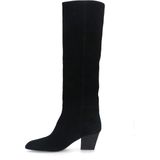 Sacha - Zwarte Hoge Laarzen - Suède - Blokhak 6 cm