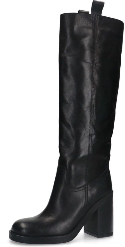 Sacha - Hoge Laarzen - Zwart - Leer - Blokhak