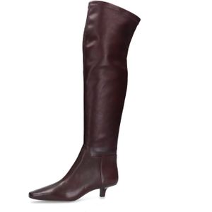 Sacha - Stretch Laarzen met Kittenhak - Rood - Leer - Dames