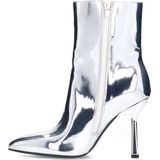 Sacha - Dames - Zilveren metallic enkellaarsjes met trechterhak