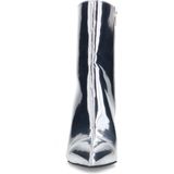 Sacha - Dames - Zilveren metallic enkellaarsjes met trechterhak