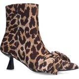 Sacha - Enkellaarsjes - Bruin - Synthetisch - Luipaardprint - Strikdetail
