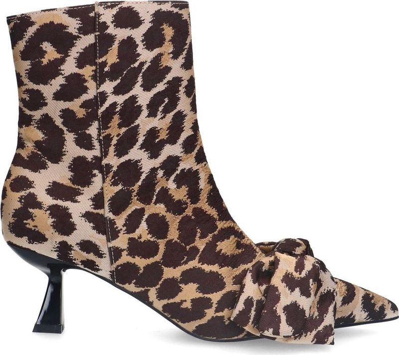 Sacha - Enkellaarsjes - Bruin - Synthetisch - Luipaardprint - Strikdetail