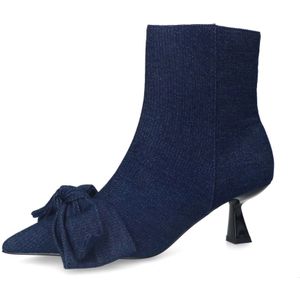 Sacha - Blauwe Enkellaarsjes - Denim - Strik Op De Wreef