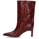 Sacha - Dames - Rode Snake Enkellaarsjes met Hak - Vegan Lining
