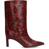 Sacha - Dames - Rode Snake Enkellaarsjes met Hak - Vegan Lining