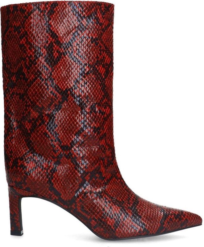 Sacha - Dames - Rode Snake Enkellaarsjes met Hak - Vegan Lining