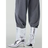 Sacha - Dames - Zilveren Metallic Enkellaarsjes met Hak