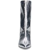 Sacha - Dames - Zilveren Metallic Enkellaarsjes met Hak