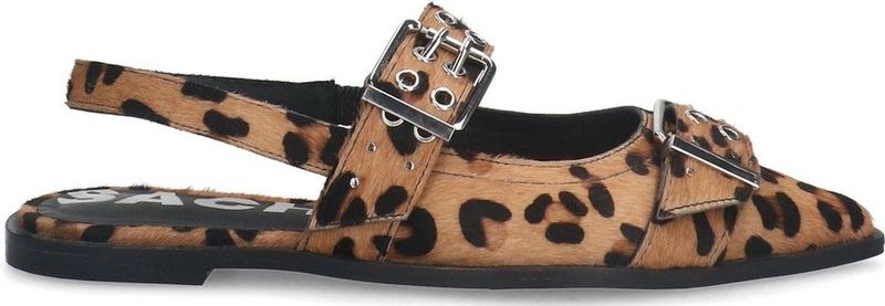 Sacha - Slingbacks - Bruin - Leer - Luipaardprint met Gespen