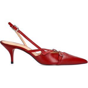 Sacha - Dames - Rode Leren Slingbacks - Met Gespen - Leer