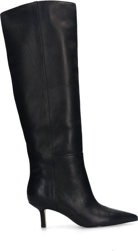 Sacha - Zwarte Leren Laarzen - Stilettohak - 6 cm