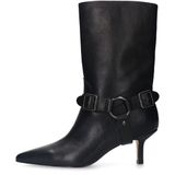 Sacha - Enkellaarsjes - Zwart - Leren Buckle - Hak 6 cm