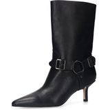 Sacha - Enkellaarsjes - Zwart - Leren Buckle - Hak 6 cm