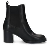 Sacha - Zwarte Leren Enkellaarsjes - Blokhak - Dames