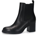 Sacha - Zwarte Leren Enkellaarsjes - Blokhak - Dames