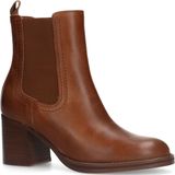 Sacha - Dames - Cognac leren enkellaarsjes met blokhak