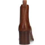 Sacha - Dames - Cognac leren enkellaarsjes met blokhak