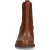 Sacha - Dames - Cognac leren enkellaarsjes met blokhak