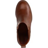 Sacha - Dames - Cognac leren enkellaarsjes met blokhak