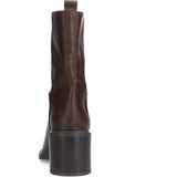 Sacha - Dames - Bruine leren enkellaarsjes met blokhak