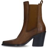 Sacha - Bruine Leren Chelsea Boots - Tijdloos Design - Blokhak 8 cm