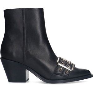 Sacha - Zwarte Leren Enkellaarzen met Gesp - Leer