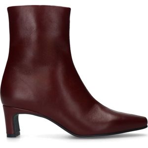 Sacha - Dames - Bordeaux Leren Enkellaarsjes met Hak - Bordeaux