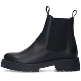 Sacha - Zwarte Leren Chunky Chelsea Boots - Plateauzool 4 cm