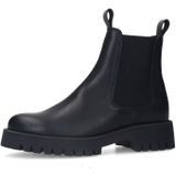 Sacha - Zwarte Leren Chunky Chelsea Boots - Plateauzool 4 cm