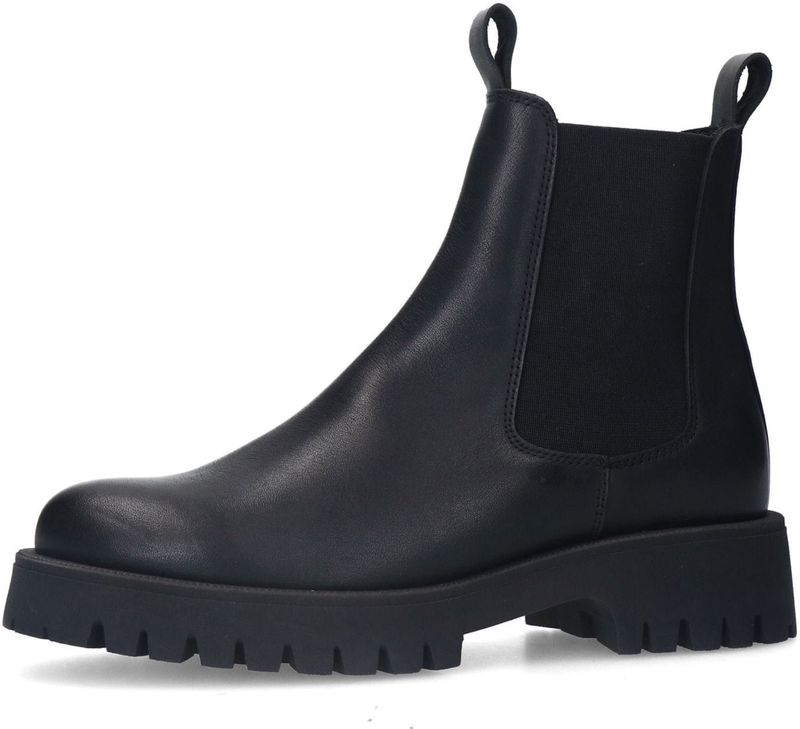 Sacha - Zwarte Leren Chunky Chelsea Boots - Plateauzool 4 cm
