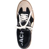 Sacha - Dames - Zwarte Suède Sneakers - Gouden Details - Bruine Zool